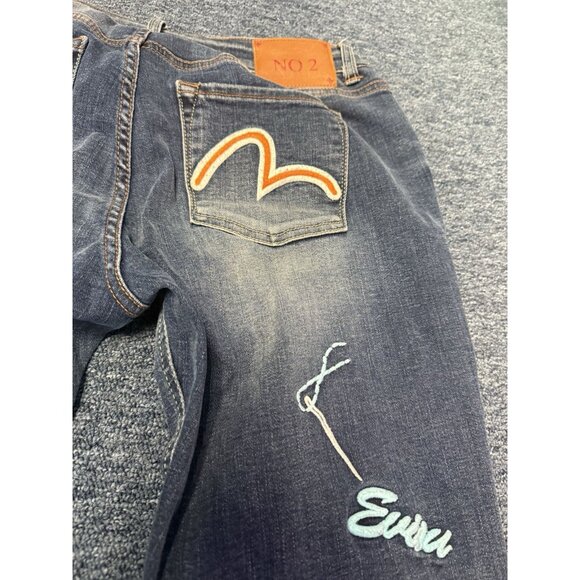 evisu jeans women’s patchwork embroidered skinny stretch sz 27 - Picture 9 of 16